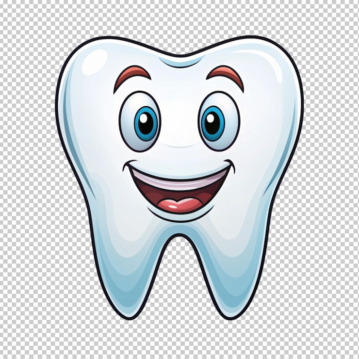PSD dentes de desenho animado desenhados à mão sobre fundo transparente