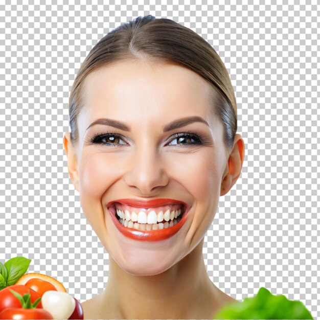 PSD dentes de merda perfeitos sorriso de menina bonita saúde dentista em fundo transparente
