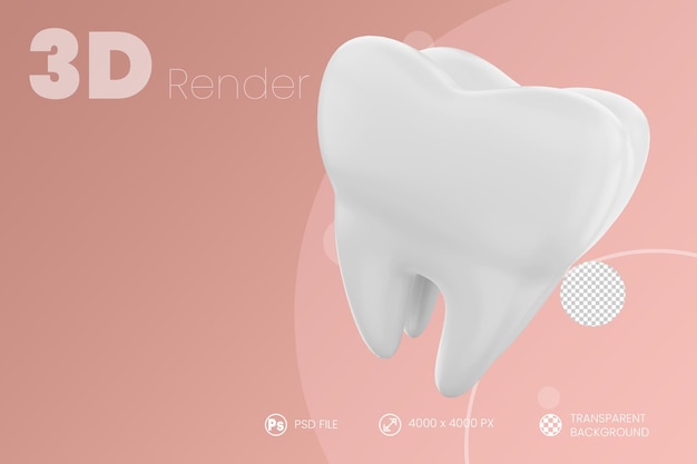 Dentes realistas 3d render fundo isolado