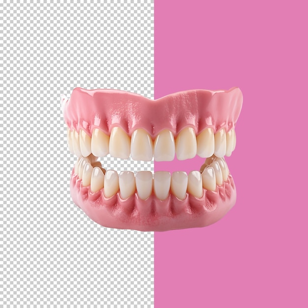 Denti bianchi e giallastri su un'immagine PNG a sfondo trasparente.