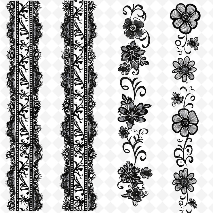 PSD dentille irlandaise avec des motifs floraux intricats design de frontières png des motifs stylisés uniques designs