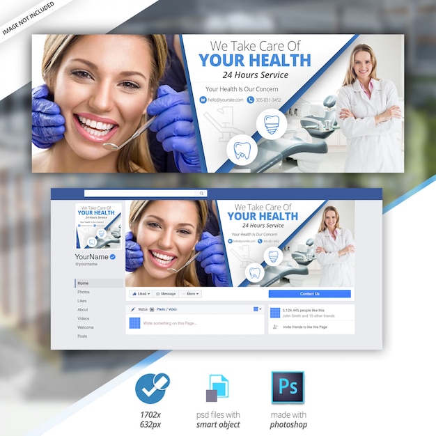 PSD dentista medical facebook timeline cover premium