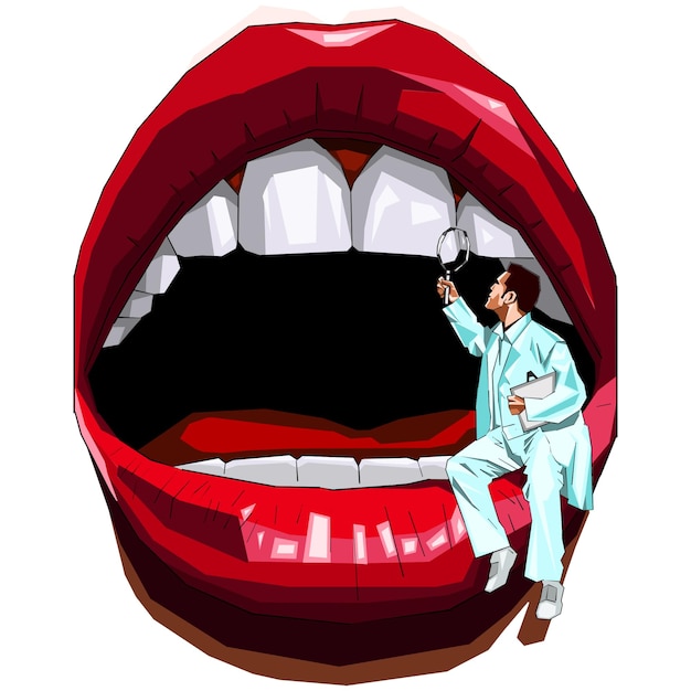 PSD dentista na ilustração da boca