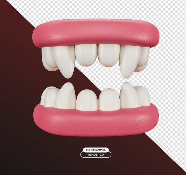 PSD dents pour halloween illustration de dessin animé de rendu 3d avec fond transparent