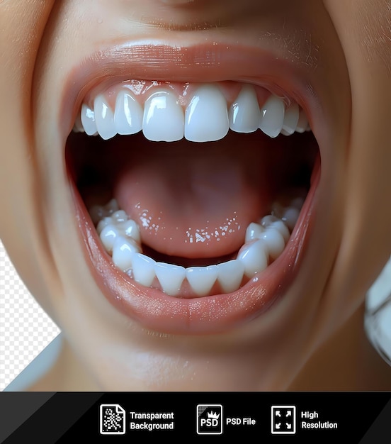 PSD des dents sur la surface blanche de la bouche d'une femme
