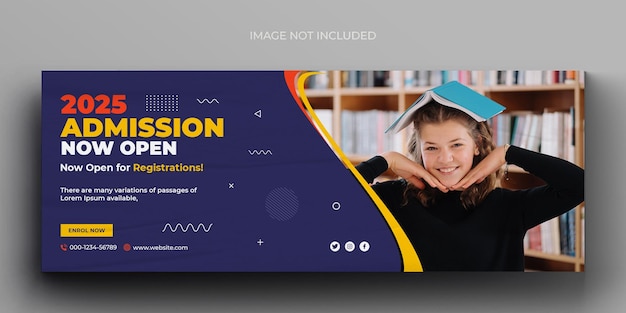 Dépliant de bannière web pour les médias d'admission à l'école et modèle de conception de photo de couverture facebook