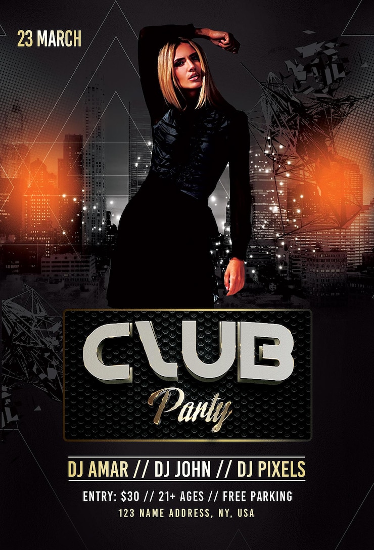 PSD dépliant d'événement d'artiste de fête de club