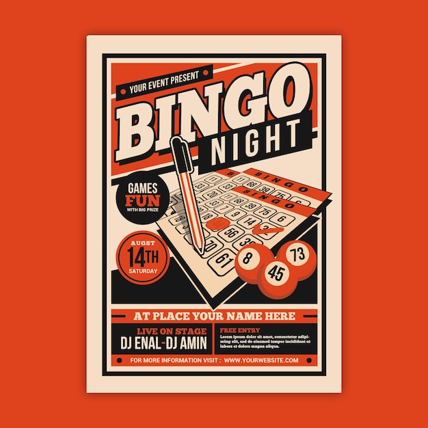 PSD dépliant sur l'événement bingo night