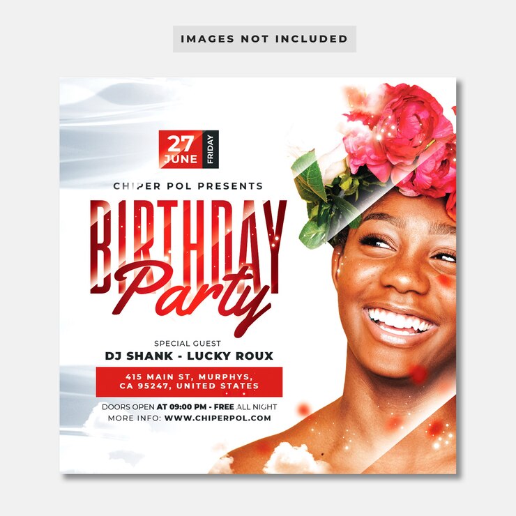 PSD dépliant de fête d'anniversaire