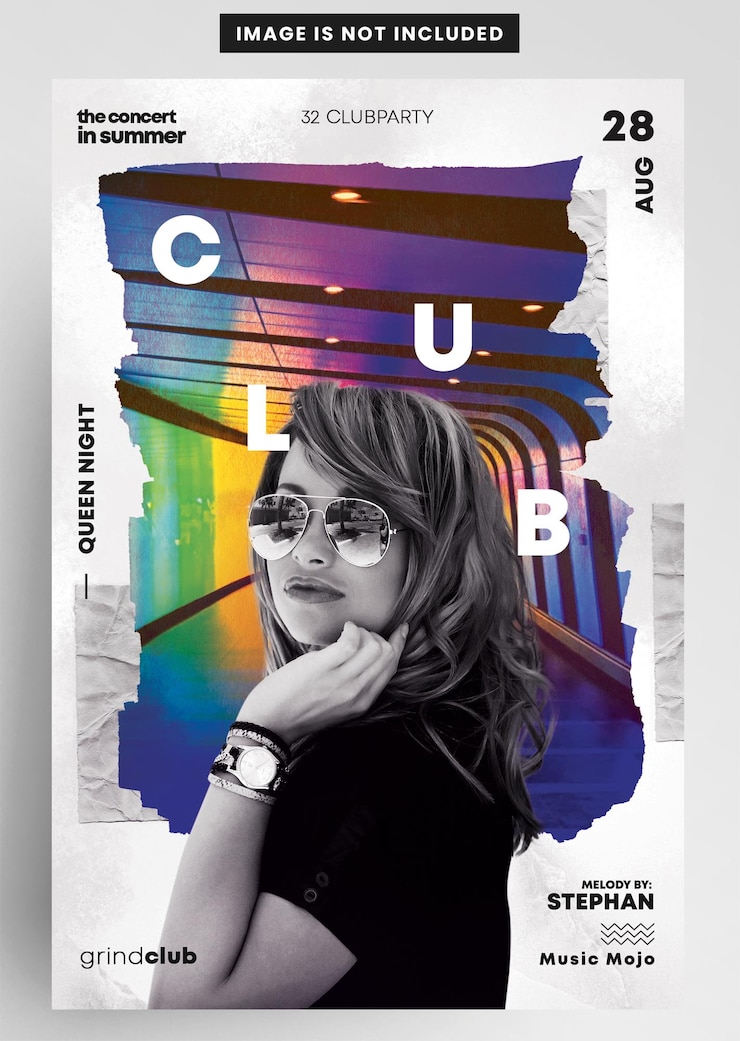 PSD dépliant de fête du club et du festival des artistes sonores
