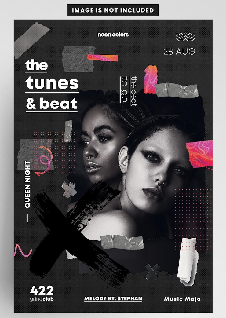 PSD dépliant de fête de l'événement the tunes beat
