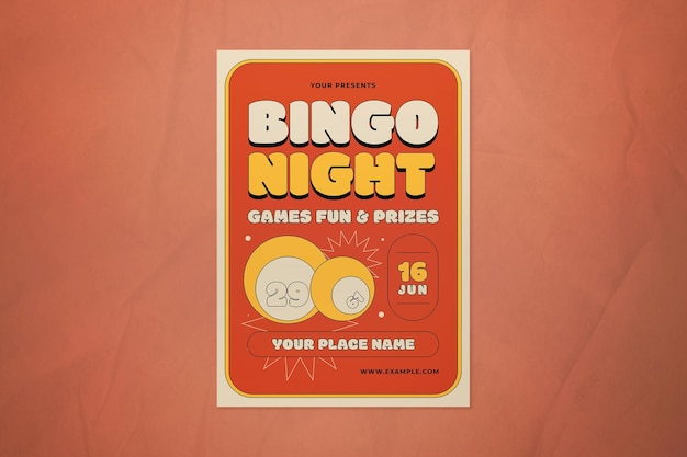 Dépliant Orange Retro Bingo Night