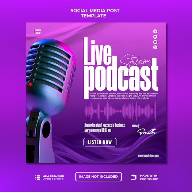 Dépliant De Podcast Et Modèle De Publication Instagram