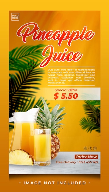 PSD un dépliant pour une vente de jus de fruits.