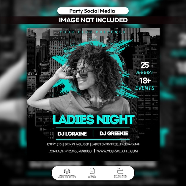 Dépliant Psd Ladies Night Et Modèle De Publication Sur Les Réseaux Sociaux