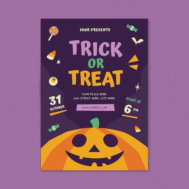 PSD dépliant trick or treat à la citrouille