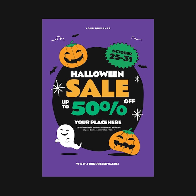 PSD dépliant de vente d'halloween