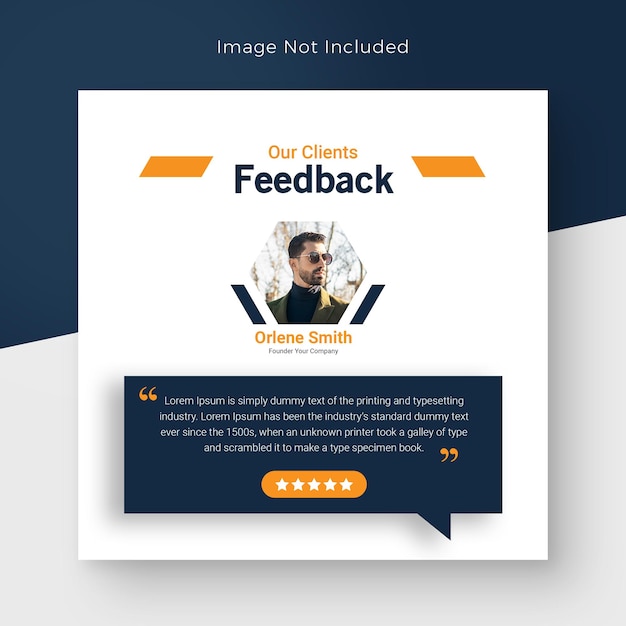 Depoimento de feedback do cliente PSD e design de feedback do cliente de postagem de mídia social