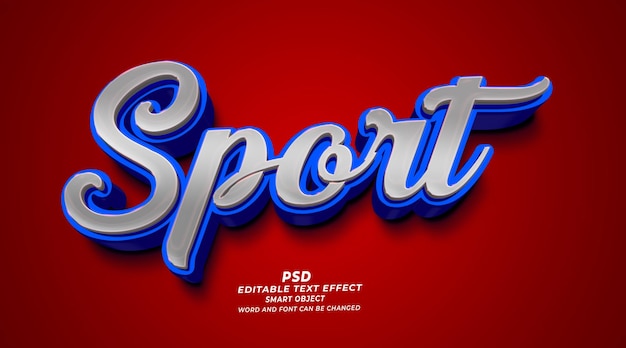 Deporte 3d estilo de efecto de texto de photoshop editable