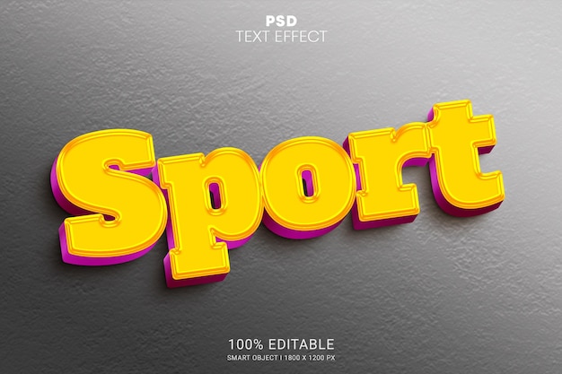 Deporte 3d psd diseño de efecto de texto editable