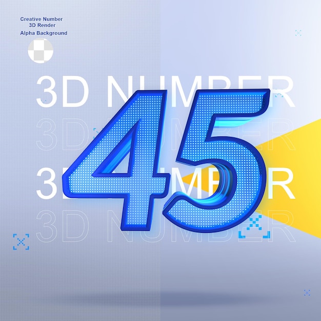 Deporte creativo 3d elemento número 45 para el diseño.