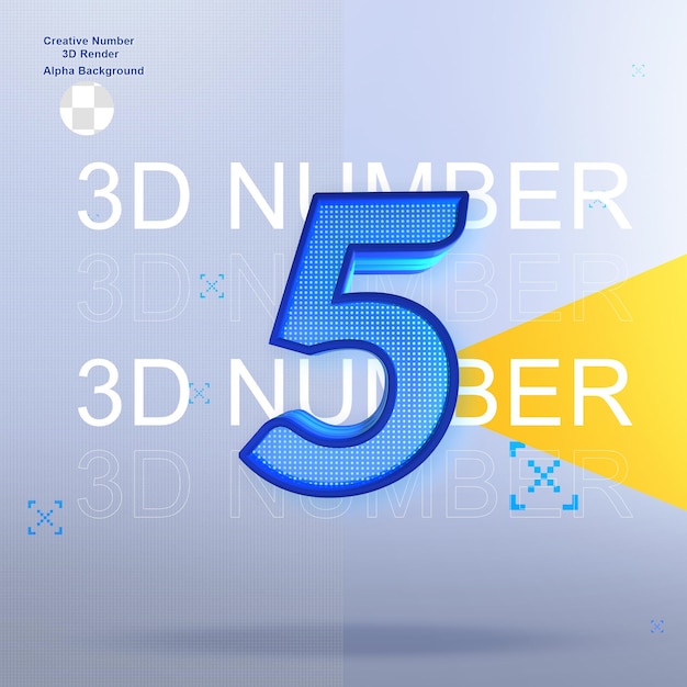Deporte creativo 3d elemento número 5 para diseño.