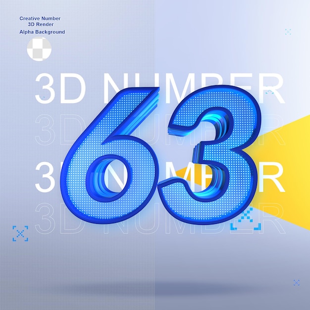 Deporte creativo 3d numbe63 elemento para diseño.
