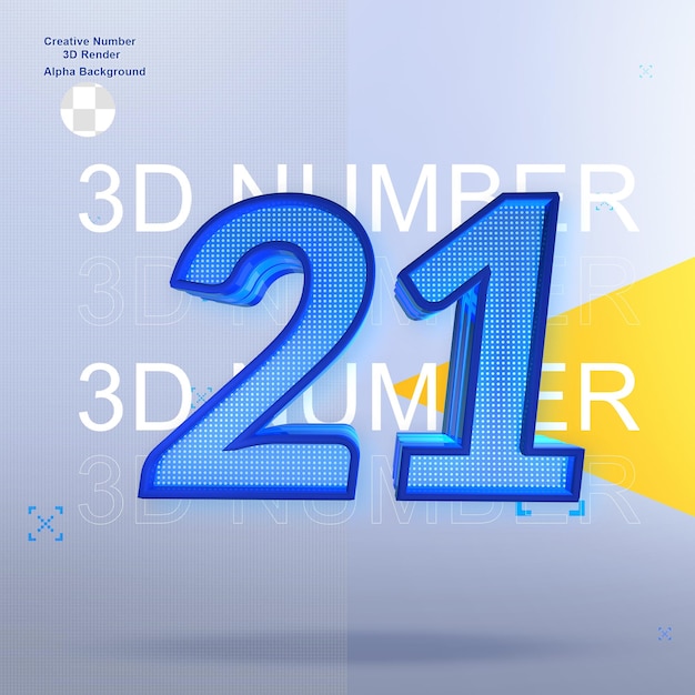 Deporte creativo 3d número 21 elemento para diseño.