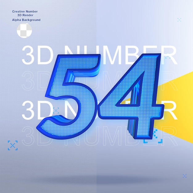 Deporte creativo 3d número 54 elemento para diseño.