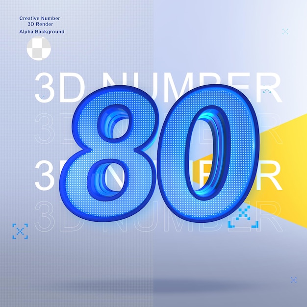 Deporte creativo 3d número 80 elemento para diseño.