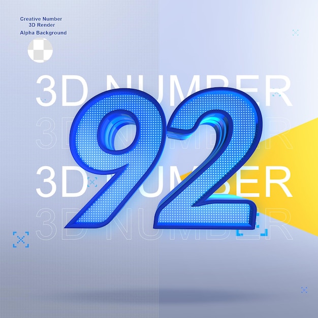Deporte creativo 3d número 92 elemento para diseño.
