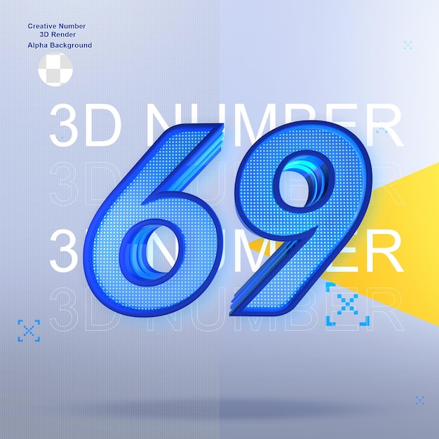 Deporte creativo elemento 3d number69 para diseño.