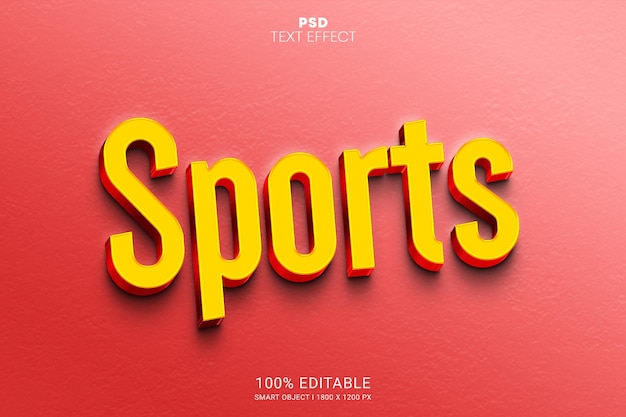 PSD deportes 3d psd diseño de efectos de texto editables