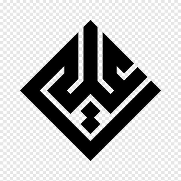 Der arabische Name Ali in quadratischer Kufi-Kalligraphie auf durchsichtigem Hintergrund