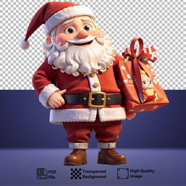 PSD der glückliche weihnachtsmann hält große rote taschen und kisten mit neujahrseinkäufen in den händengenerative ki