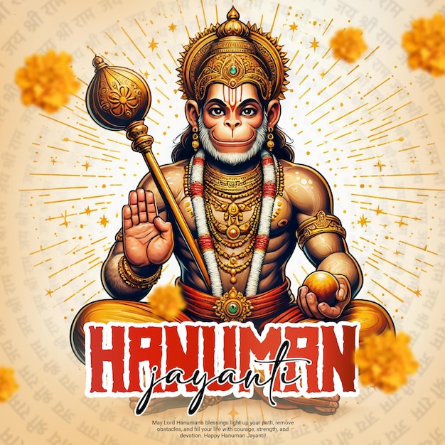 PSD der indische spirituelle gott hanuman jayanti bajrang bali feiern soziale medien post vorlage