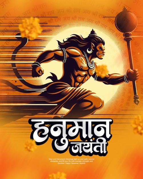 PSD der indische spirituelle gott hanuman jayanti bajrang bali feiern soziale medien post vorlage