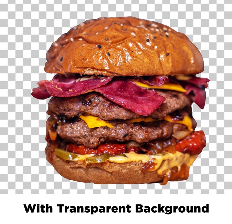 PSD der köstliche doppel-patty-burger mit speck und käse