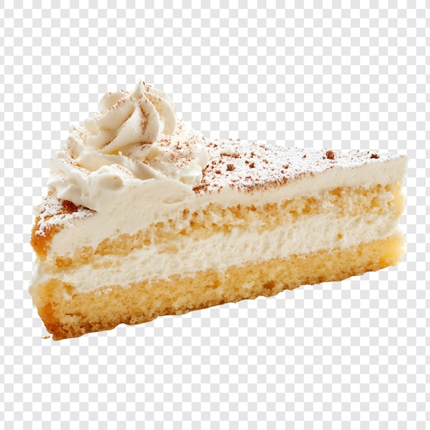 Der köstliche dreischichtige Kuchen ist auf durchsichtigem Boden isoliert.
