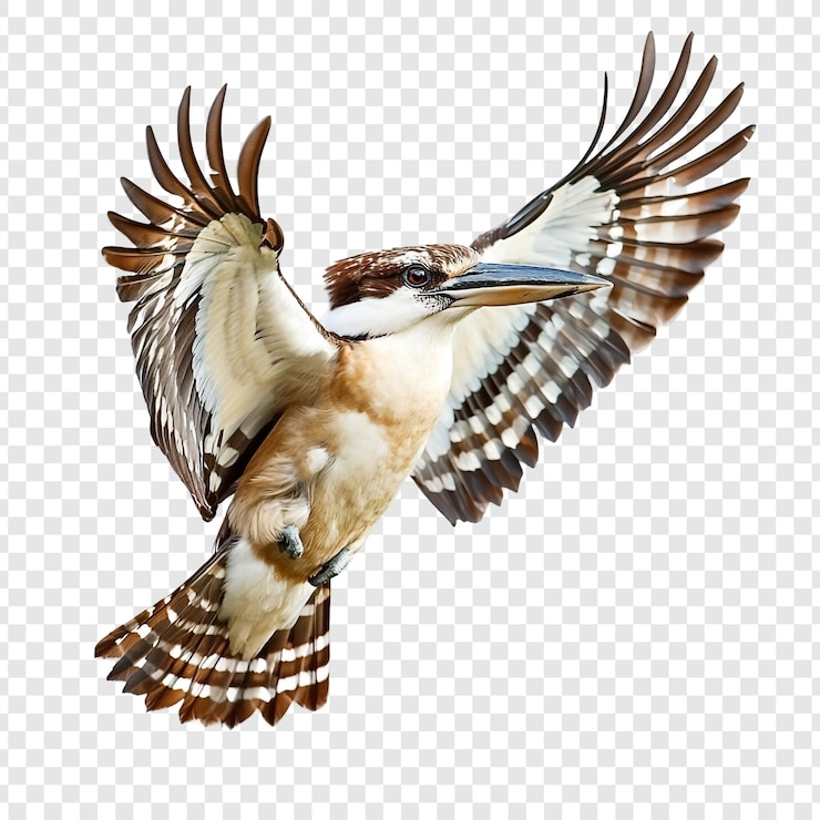 PSD der majestätische flug eines lachenden kookaburras