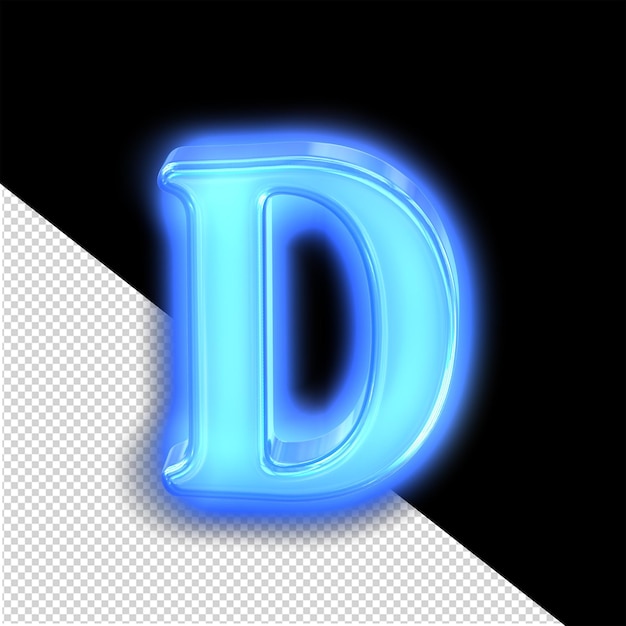 Der neonblaue symbolbuchstabe d