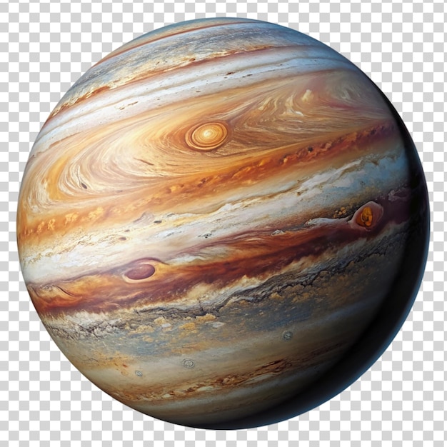 Der planet jupiter ist auf einem durchsichtigen hintergrund isoliert.