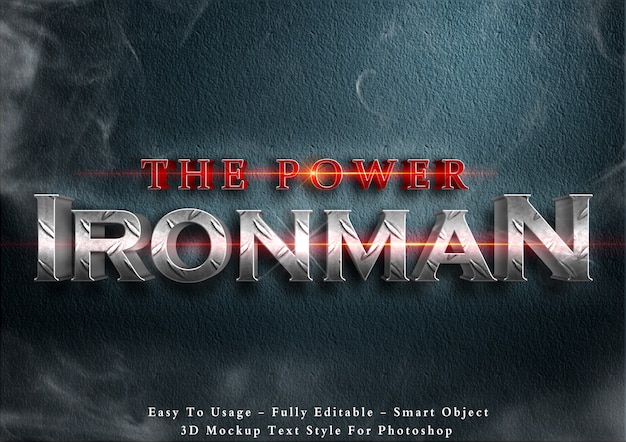 Der power ironman - 3d-textstil-effekt