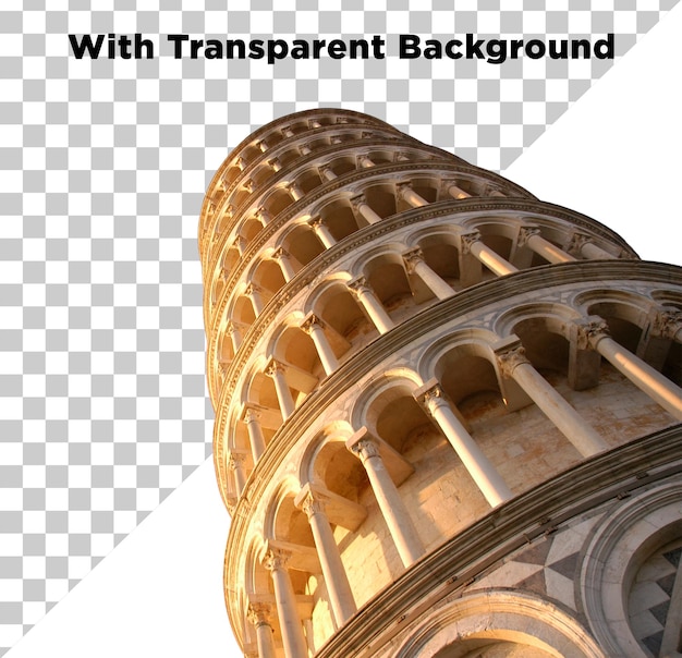 Der schräge Turm von Pisa ist auf einem durchsichtigen Hintergrund abgeschieden