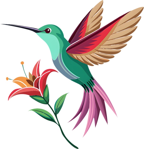 Der zarte Kolibri schwebt in der Nähe einer lebendigen Blume