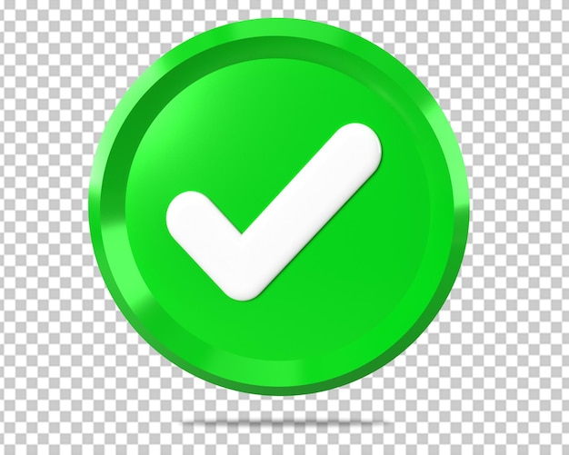 Derecho aprobar círculo verde icono 3d render