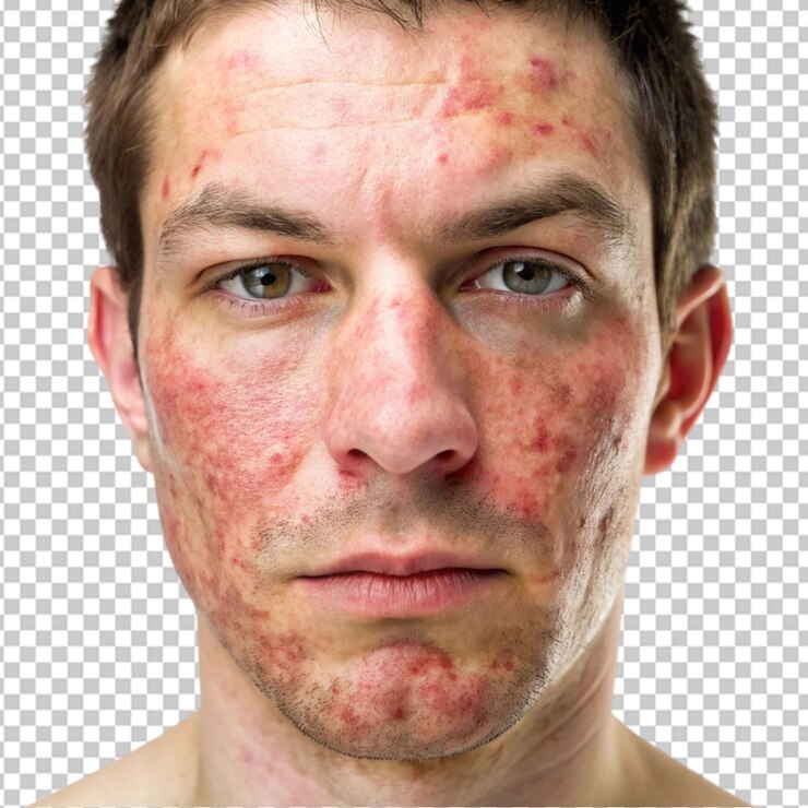 PSD dermatitis seborreica de la cara en un fondo transparente