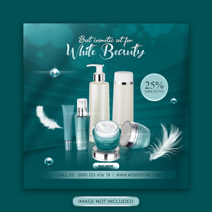 Desain banner postingan media sosial facebook dan instagram produk kecantikan kosmetik Premium Psd