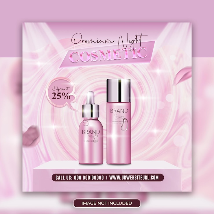 Desain banner postingan media sosial facebook dan instagram produk kecantikan kosmetik Premium Psd