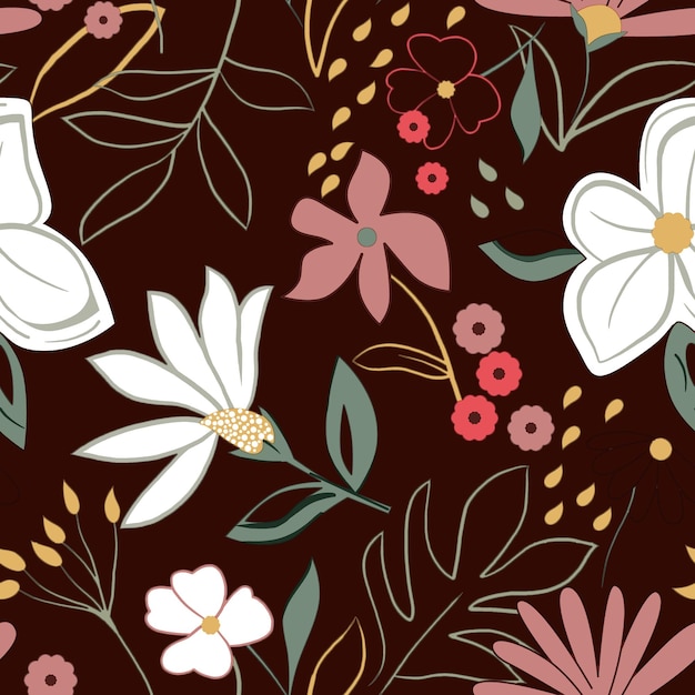 Desain karya seni pola daun floral untuk berbagai penggunaan
